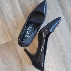 Calvin Klein Black Snakeskin Heels